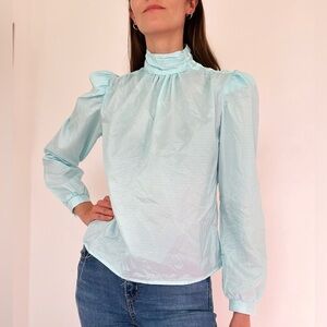 Icy High Neck Puff Sleeve Blouse